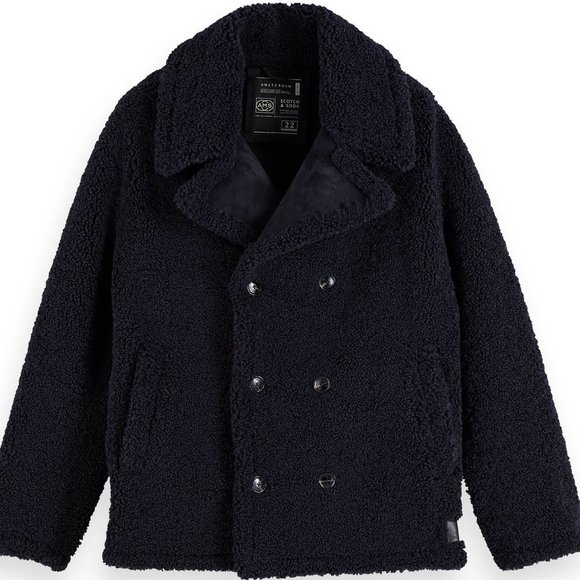 NWOT Scotch & Soda faux-shearling Peacoat Jacket - Picture 1 of 3